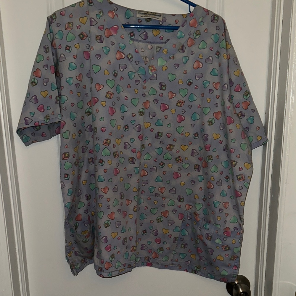 Women’s scrubs in kids Heart Print Lavender Scrub Top